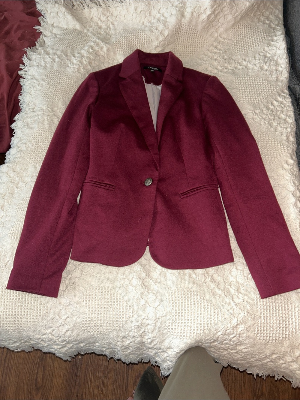 George Burgundy Single-Button Tailored Blazer